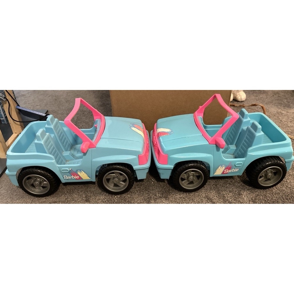 2 Ea VTG 1994 Barbie 4x4 Cars Dune Buggy Vehicle Blue Hot Pink Retro Toy Mattel